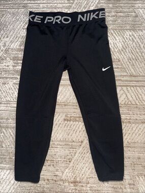Nike Black Kids Athletic Leggings with Logo Waistband